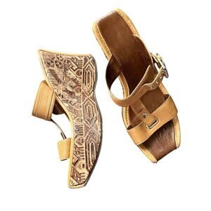 Tabita Wedge Sandals Brazil Leather Aztec Size 37 US 6